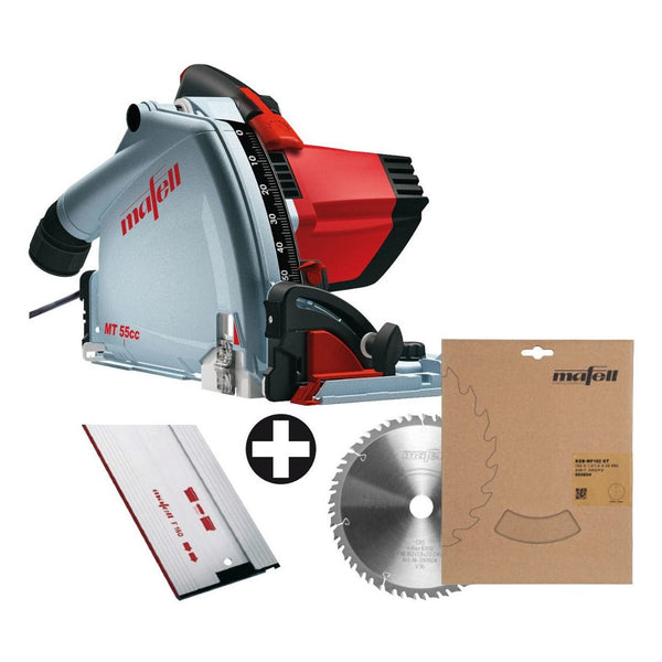 Mafell Plunge-Cut Saw MT 55cc MidiMAX 120V w/Guide Rail & Extra 49T Blade Fan Set