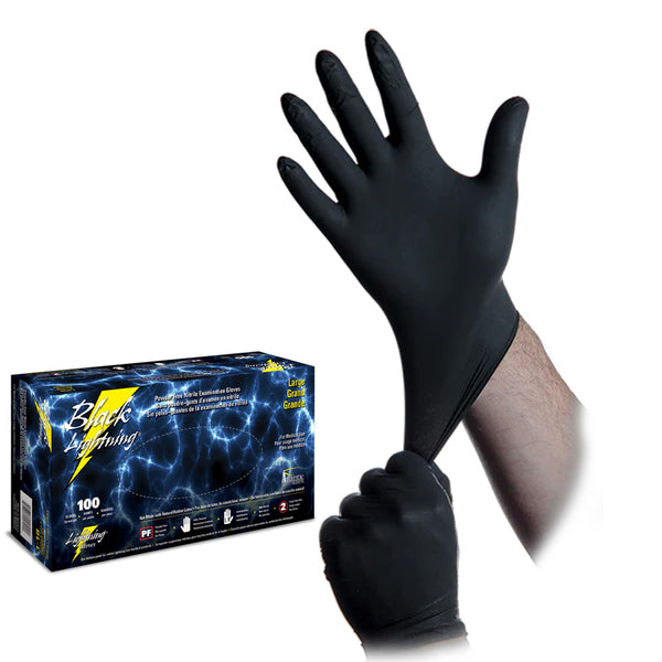 Atlantic Safety Products Black Lightning 6mil Nitrile Powder-Free Exam Gloves