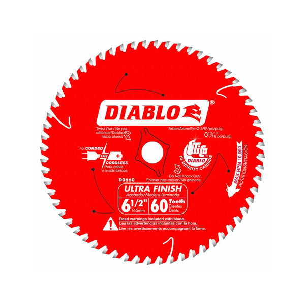 Diablo 6-1/2" x 60T Ultra Finish Saw Blade