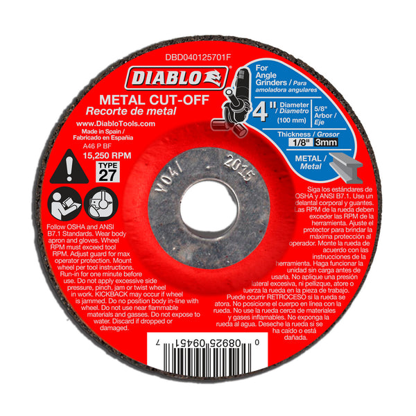 Diablo Type 27 Metal Cut-Off Disc 4" x 1/8"