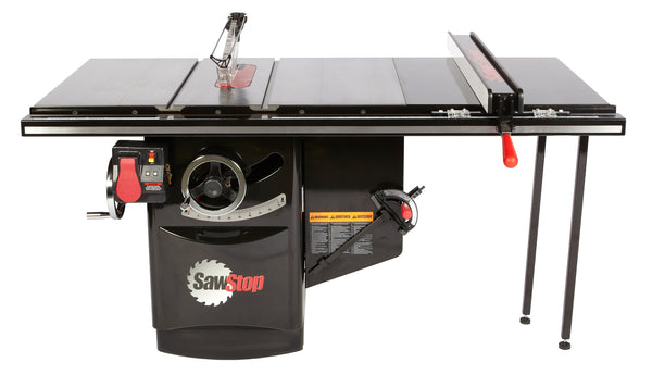 SawStop 3HP, 1ph, 230v Industrial Cabinet Saw w/ 36" T-Glide Fence, Rails & Extension Table