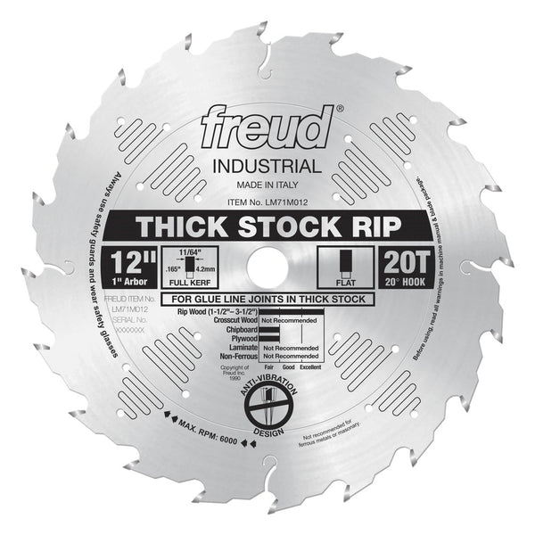 Freud 12" x 20T Thick Stock Ripping Blade