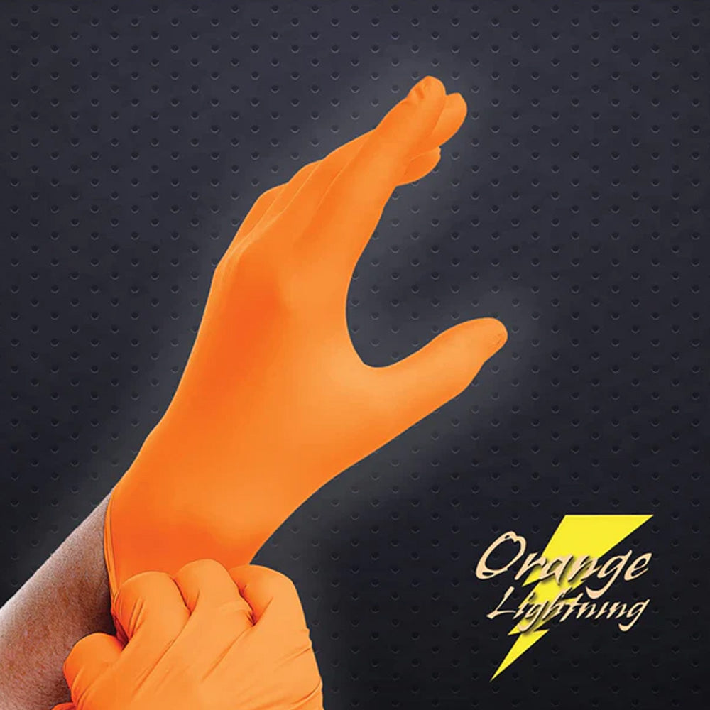Atlantic Safety Products Orange Lightning 6mil Nitrile Powder-Free Exam Gloves