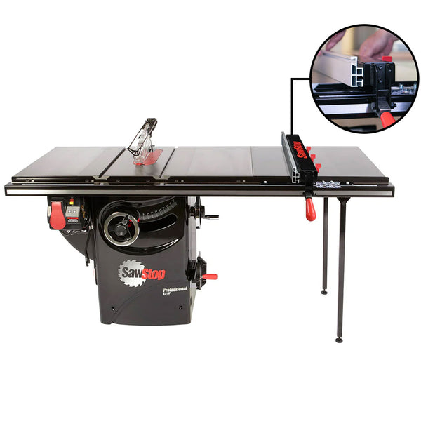 SawStop 3HP Professional Cabinet Saw w/36" T-Glide Advance Fence, Rails & Extension Table