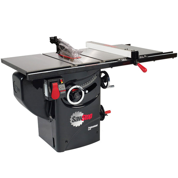 SawStop 3HP Professional Cabinet Saw w/ 30" Premium Fence System, Rails & Extension Table