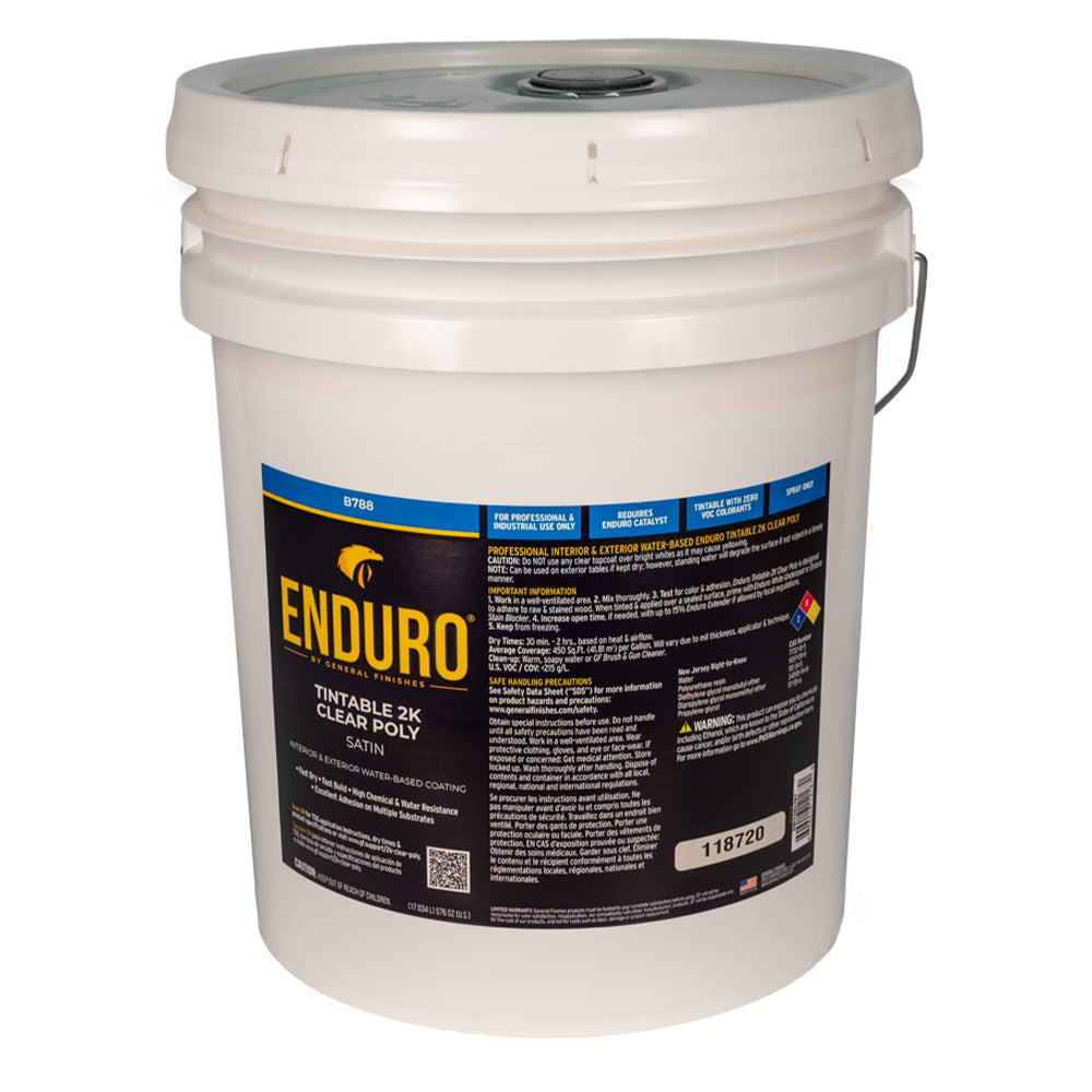 General Finishes Enduro Water-Based Tintable 2K Clear Poly - 5 Gallon