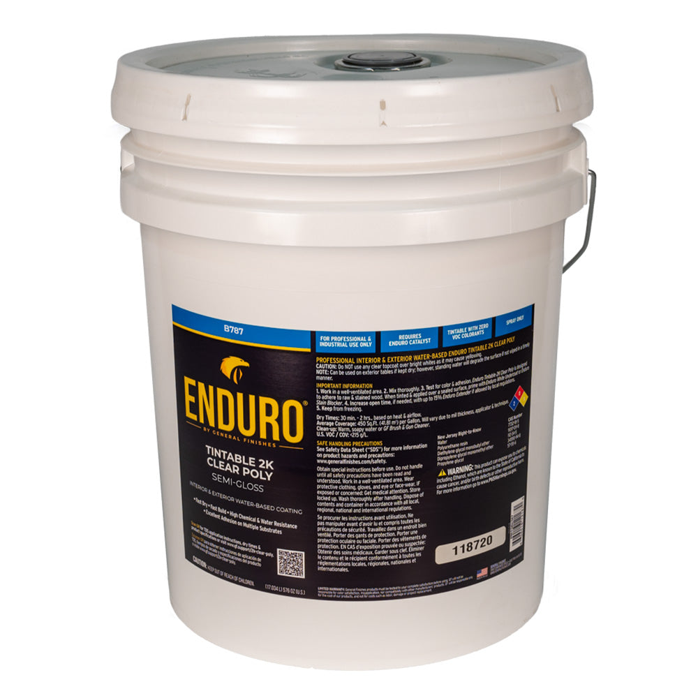 General Finishes Enduro Water-Based Tintable 2K Clear Poly - 5 Gallon