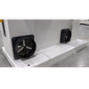Dual 120mm dust ports on the lower cabinet of the SCM Formula S 640P bandsaw