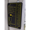 Blade tension indicator on the SCM Formula S 640P showing blade width reference scale in inches and millimeters used to set correct blade tension