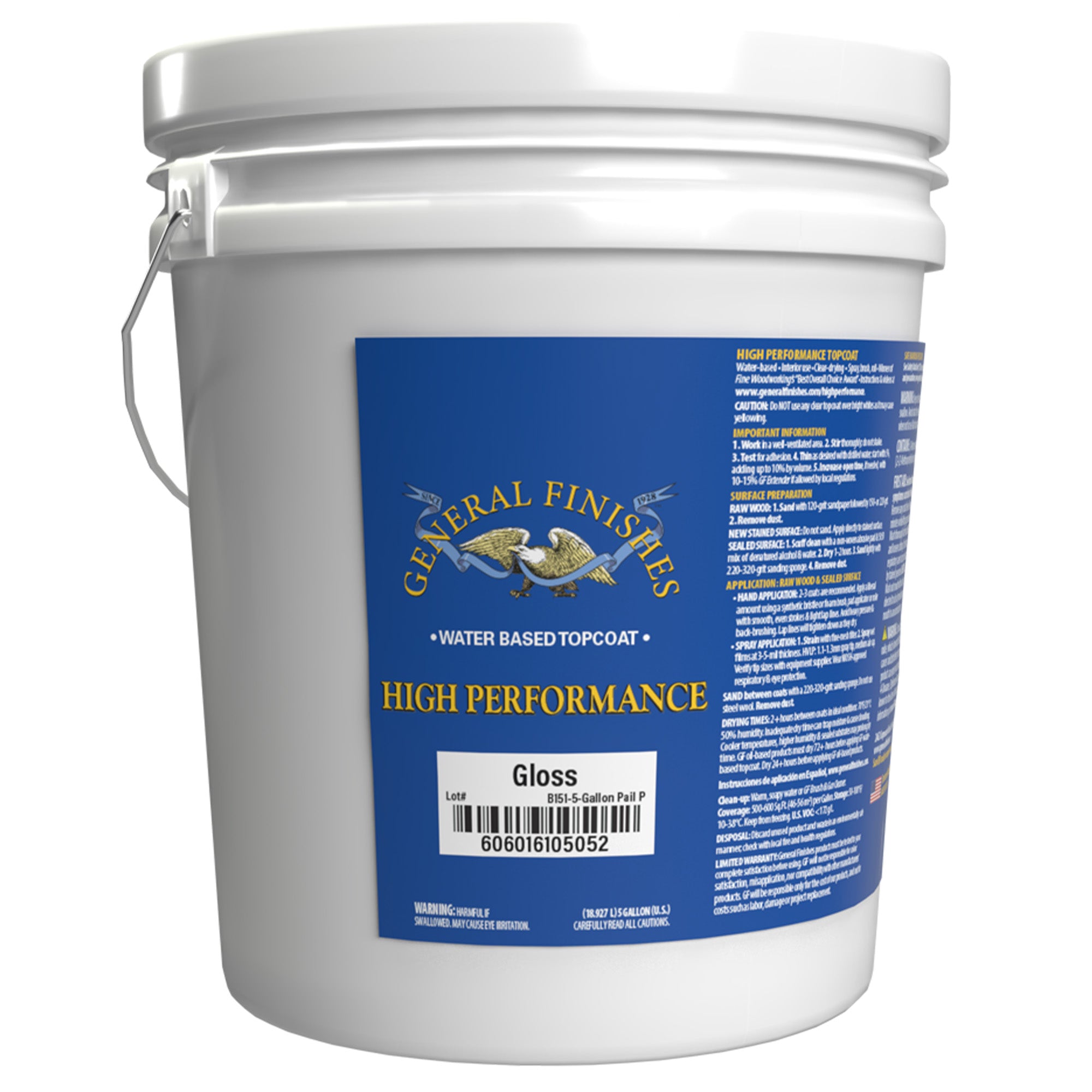 General Finishes Water-Based High Performance Topcoats - 5 Gallon
