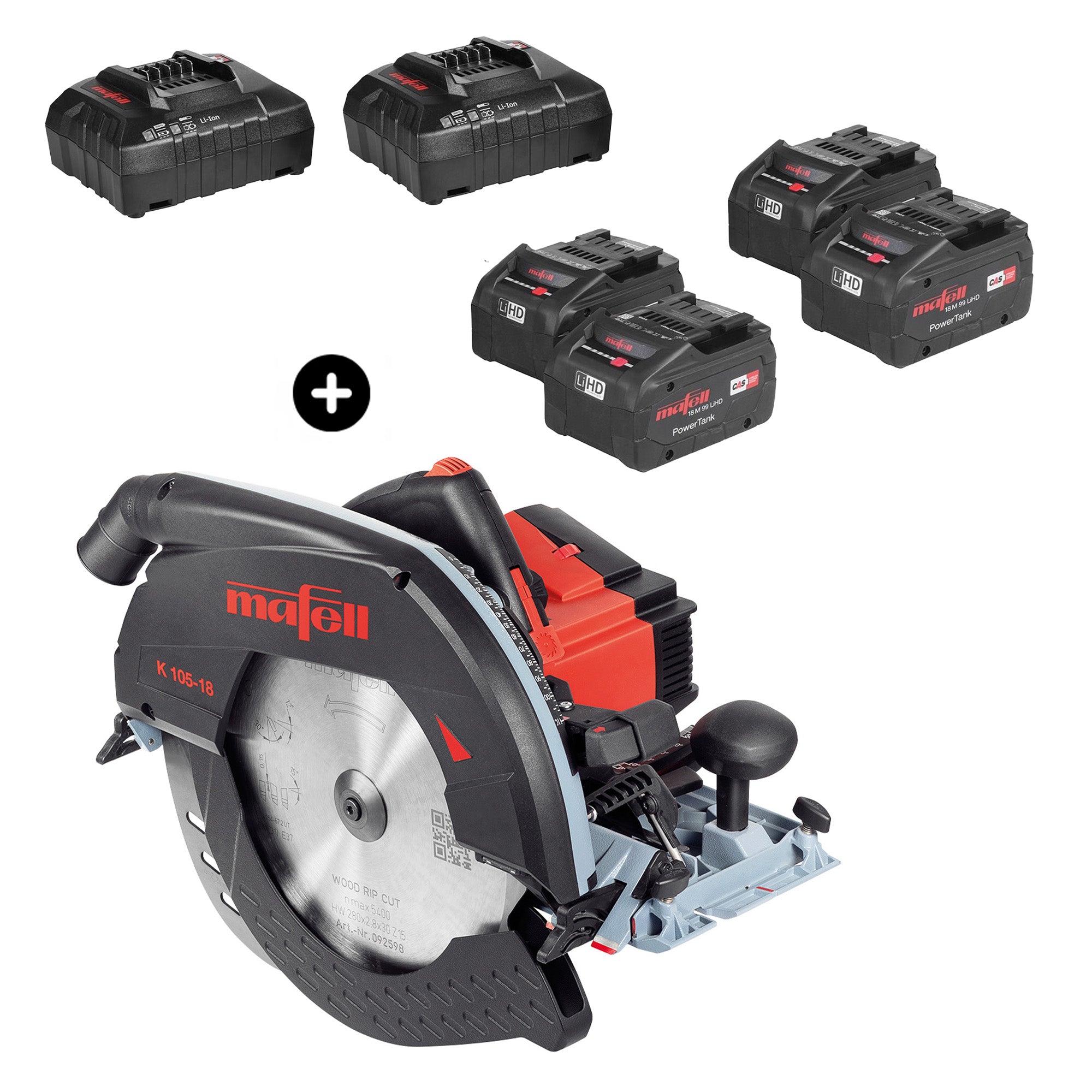Mafell K105-18 Cordless Circular Saw Set With 4 Batteries & 2 Chargers (Limited-Edition)