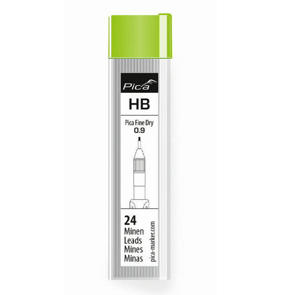 Pica Fine Dry HB 7050 Graphite Lead Refill - 0.9mm Thin Lead For Precise Marking, Includes Eraser, 0.9mm X 60mm