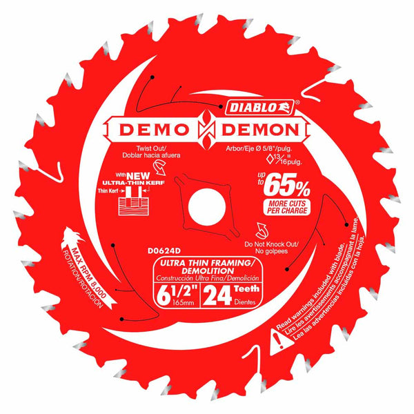 Diablo 6-1/2" x 24T Ultra-Thin Framing/Demolition Saw Blade