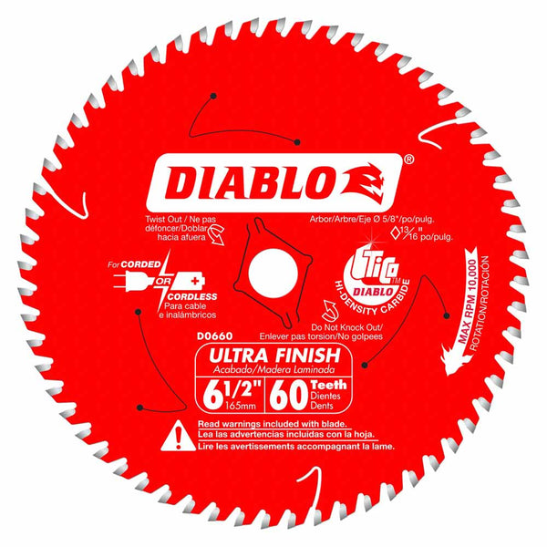 Diablo 6-1/2" x 60T Ultra Finish Saw Blade