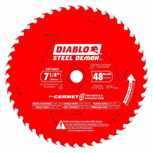 Diablo 7-1/4" x 48T Steel Demon Cermet II Saw Blade for Metal/Stainless Steel