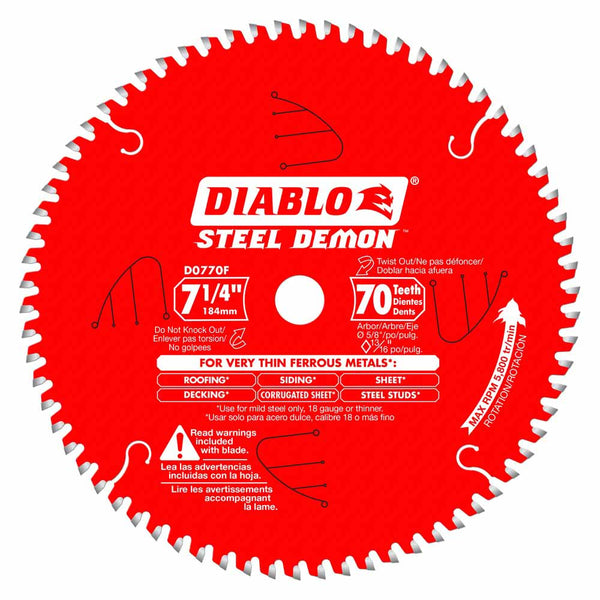Diablo 7-1/4" x 70T Steel Demon Saw Blade for Metal