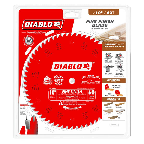 Diablo 10" x 60T Fine Finish Saw Blade