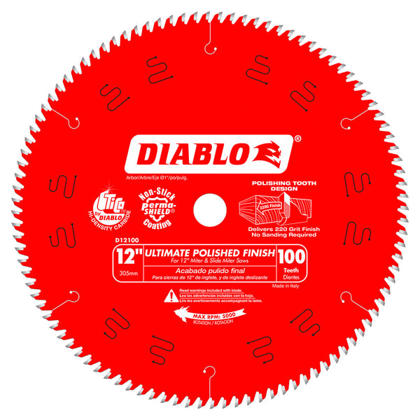 Diablo 12" x 100T Ultimate Polished Finish Saw Blade