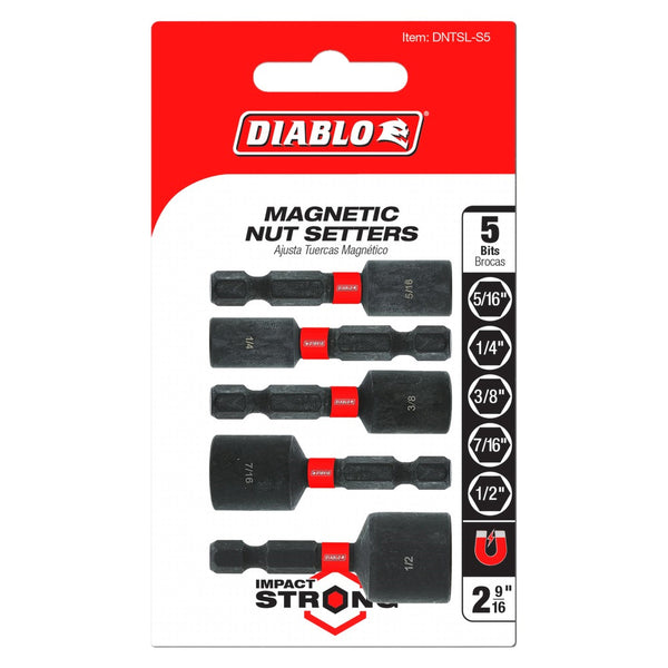 Diablo 2-9/16" Magnetic Nut Setter Assorted Pack (5 Pack)