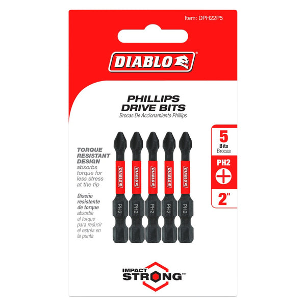 Diablo #2 Phillips 2" Driver Bits (5 Pack)