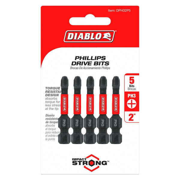 Diablo #3 Phillips 2" Drive Bits (5 Pack)