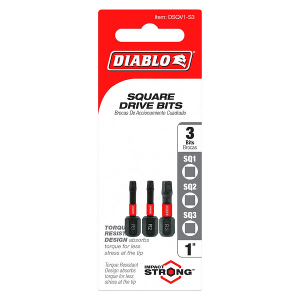 Diablo Assorted Square 1" Drive Bits (3 Pack)