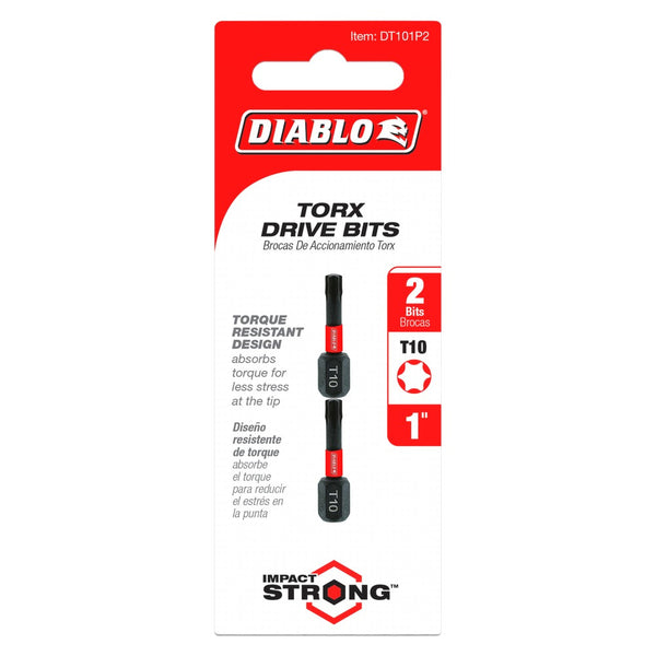 Diablo #10 Torx 1" Drive Bits (2 Pack)