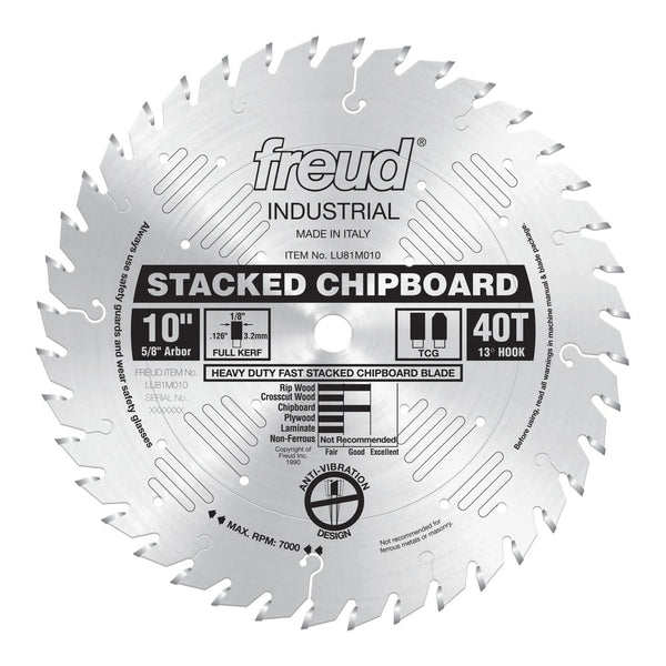 Freud 10" x 40T Heavy-Duty Stacked Chipboard Blade