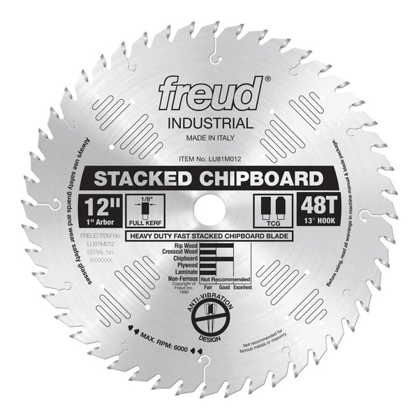 Freud 12" x 48T Heavy-Duty Stacked Chipboard Blade