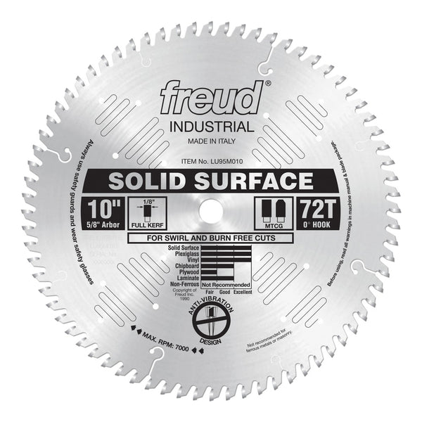 Freud 10" x 72T Silver Ice Solid Surface Blade