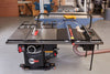 SawStop 5hp Industrial Cabinet Saw 3-phase motor w/52" Fence and optional overarm dust collection in a workshop